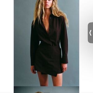 Zara Dark Brown Long Sleeve Dress